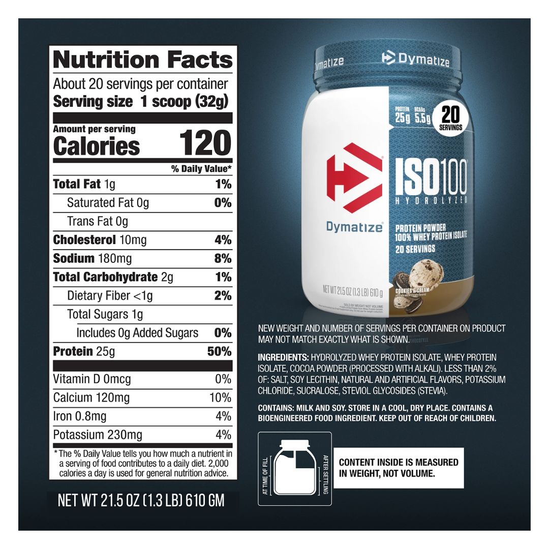 Dymatize ISO 100 | Cookies & Cream | 620g | Protein Nation