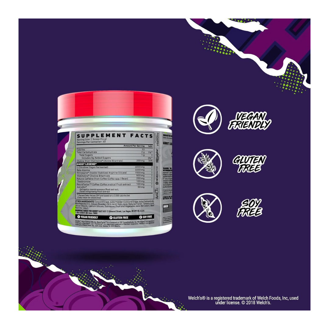 GHOST LEGEND PRE WORKOUT - WELCHS GRAPE - 25 SERV