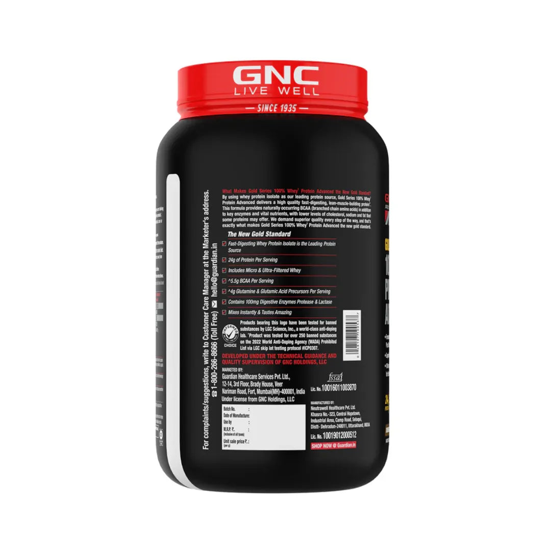 GNC AMP Gold 100 percent Whey Protein Advanced 1 kg Chocolate