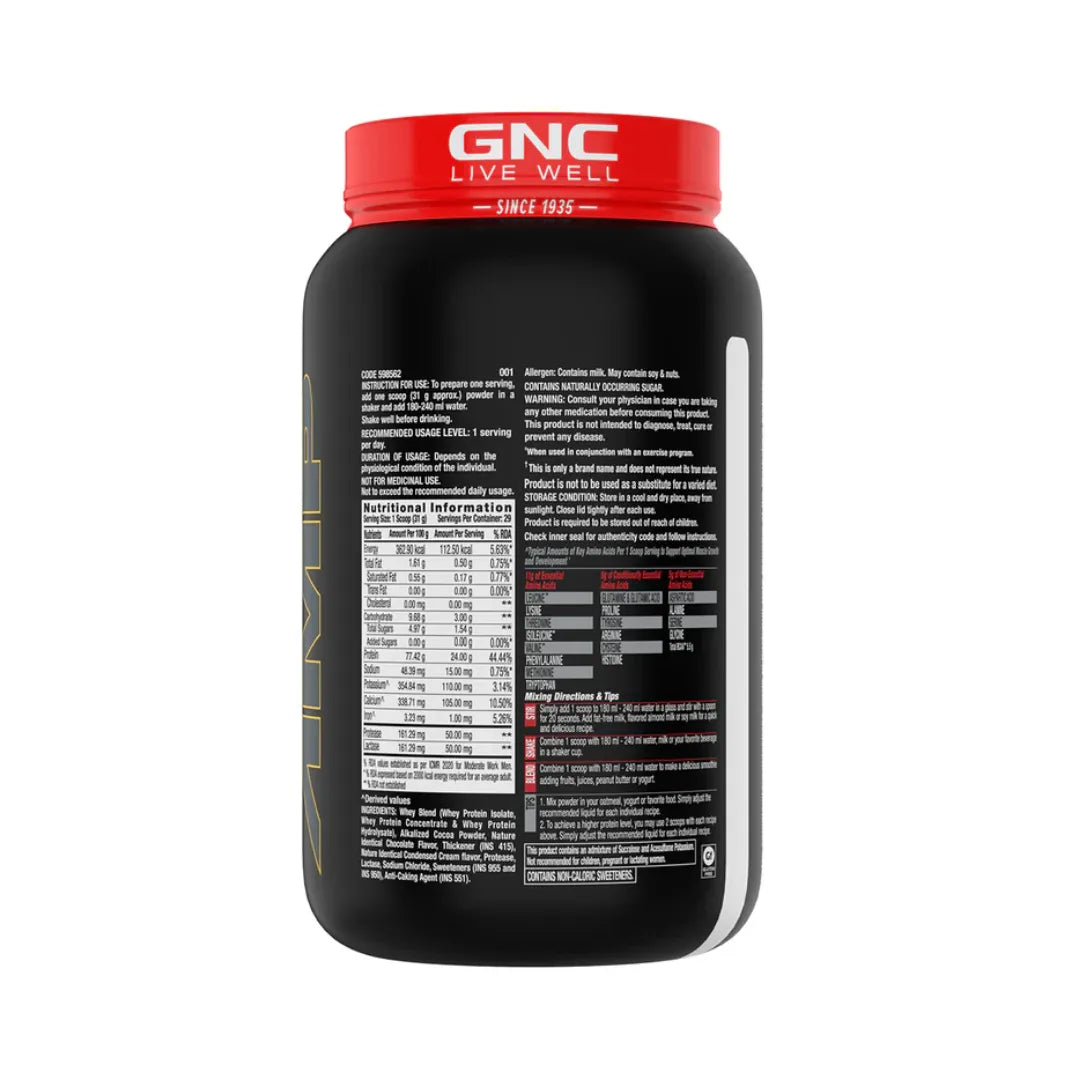 GNC AMP Gold 100 percent Whey Protein Advanced 1 kg Chocolate