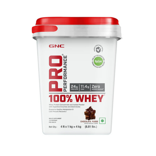 GNC PRO PERFORMANCE 100 WHEY PROTEIN - CHOCOLATE FUDGE - 4 KG