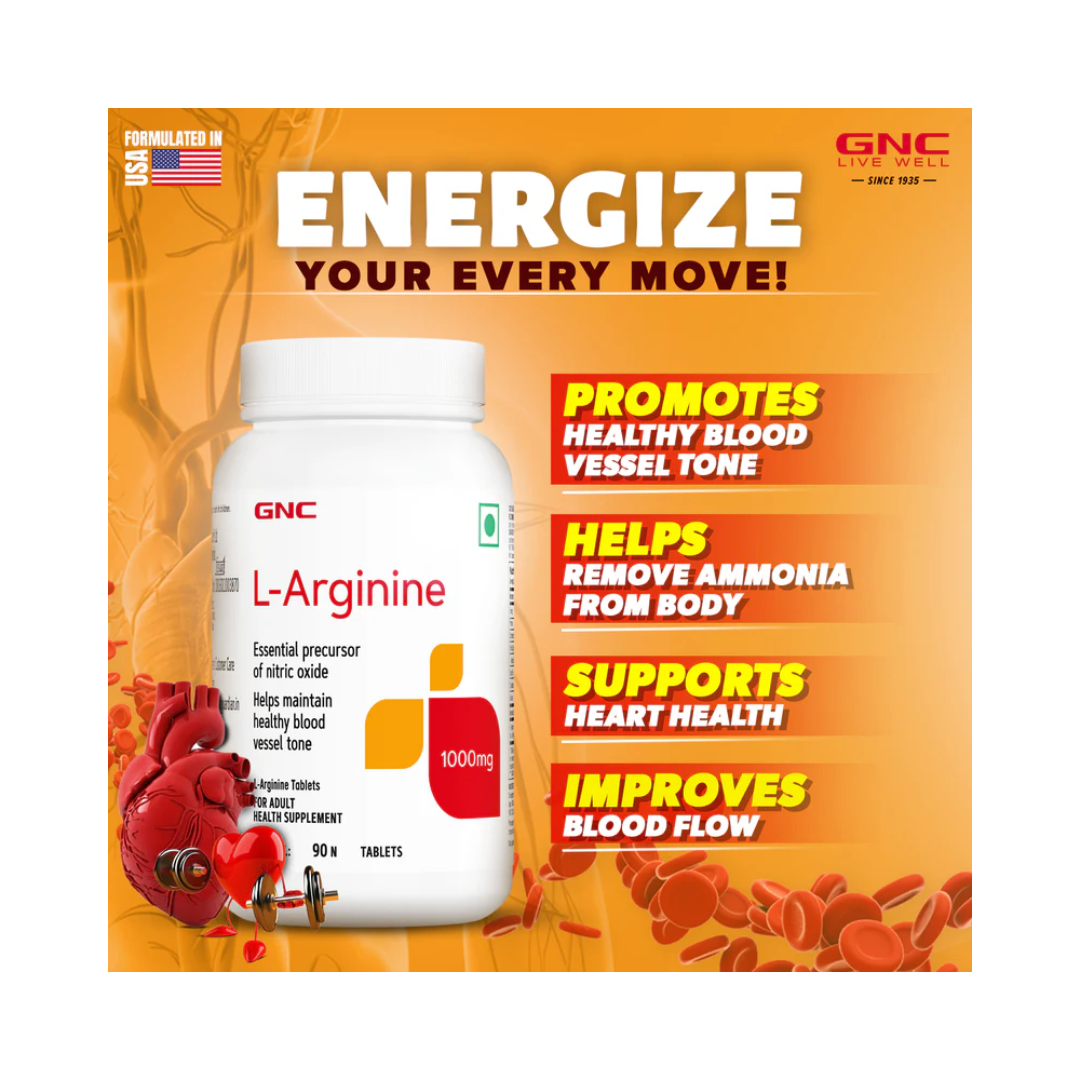 GNC L-Arginine 1000 mg 90 Caps Unflavoured