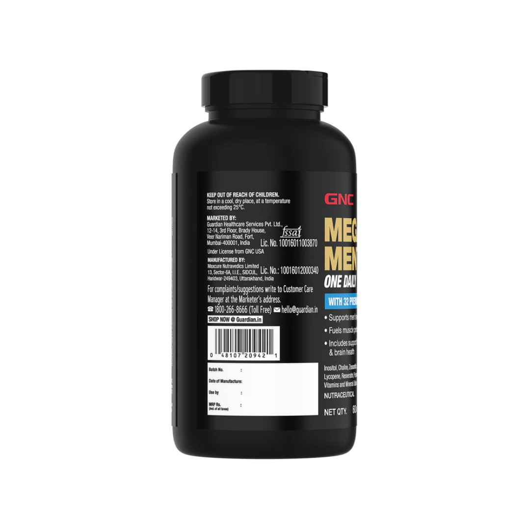 GNC Mega Men One Daily Multivitamin 60 Tablets Unflavoured