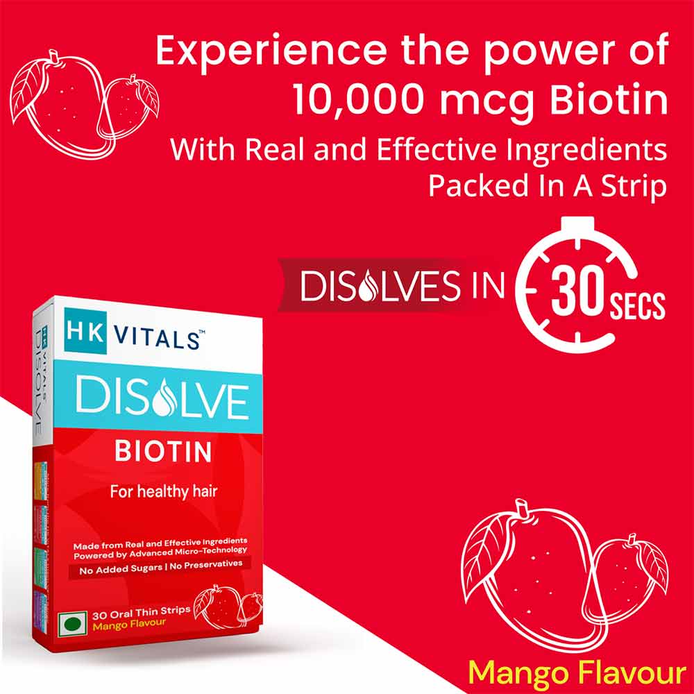 Healthkart HK Vitals Disolve Biotin, Mango 30 Strips