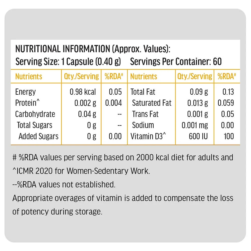 HK Vitals Vitamin D3 -60 capsules