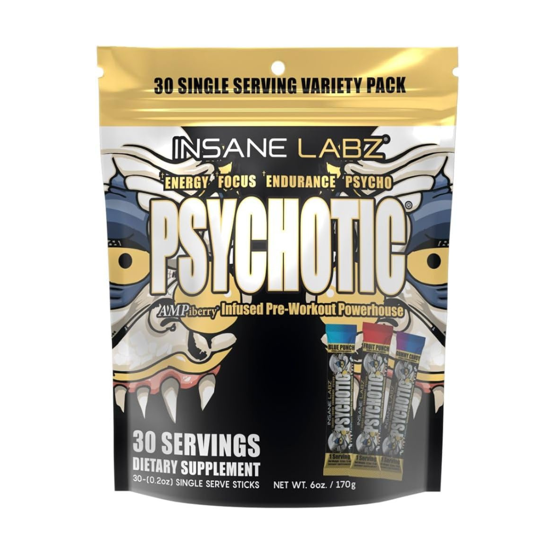 INSANE LABZ PSYCHOTIC GOLD PRE-WORKOUT-30 SINGLE SERVING VARIETY PACK