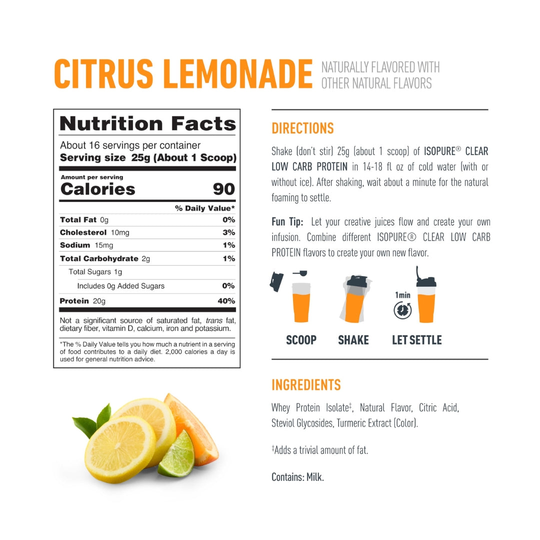 Isopure Clear Infusion Citrus Lemonade 400GM