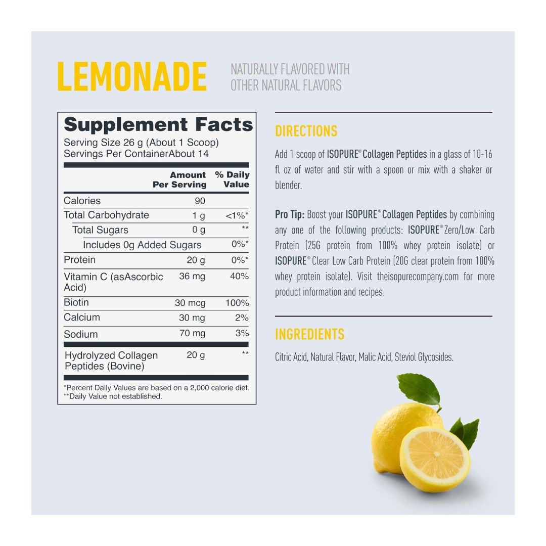 Isopure Collagen Peptides | Lemonade | 364G