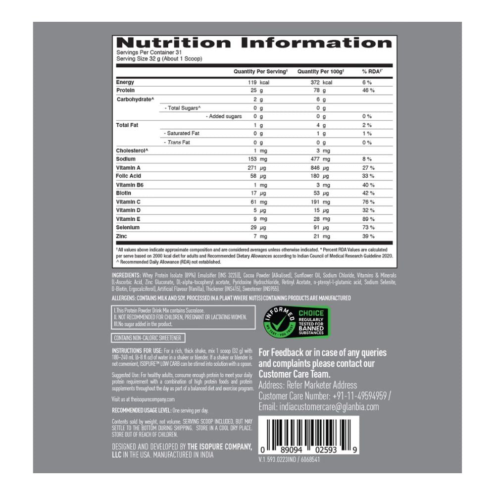 Isopure Low Carb Dutch Chocolate - 1 KG