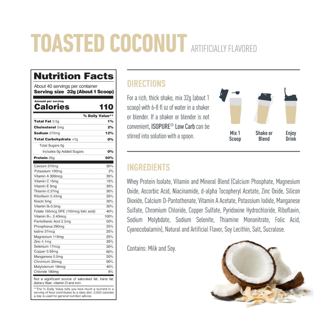 Isopure Low Carb 3 lb Toasted Coconut