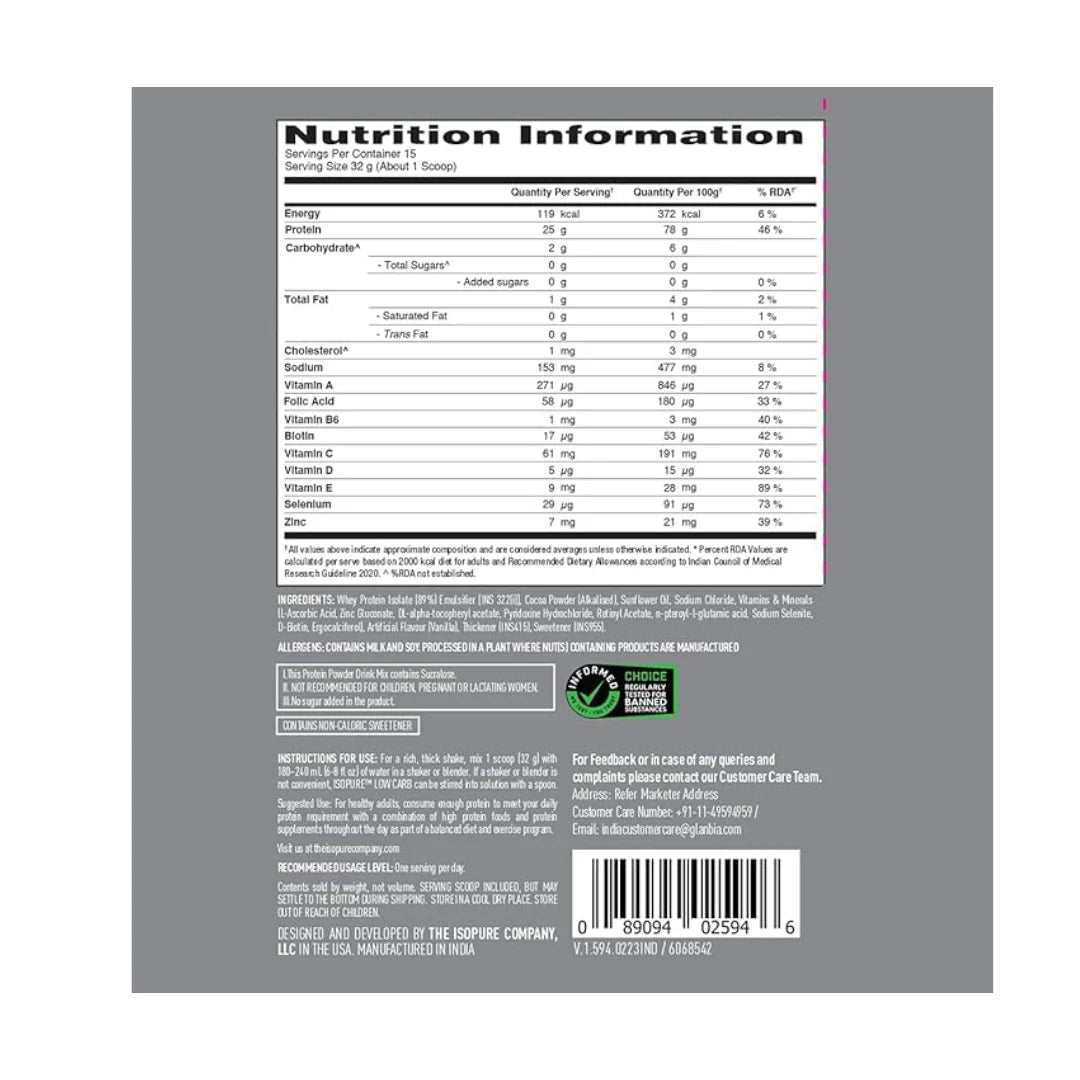 Isopure Low Carb 500g Dutch Chocolate