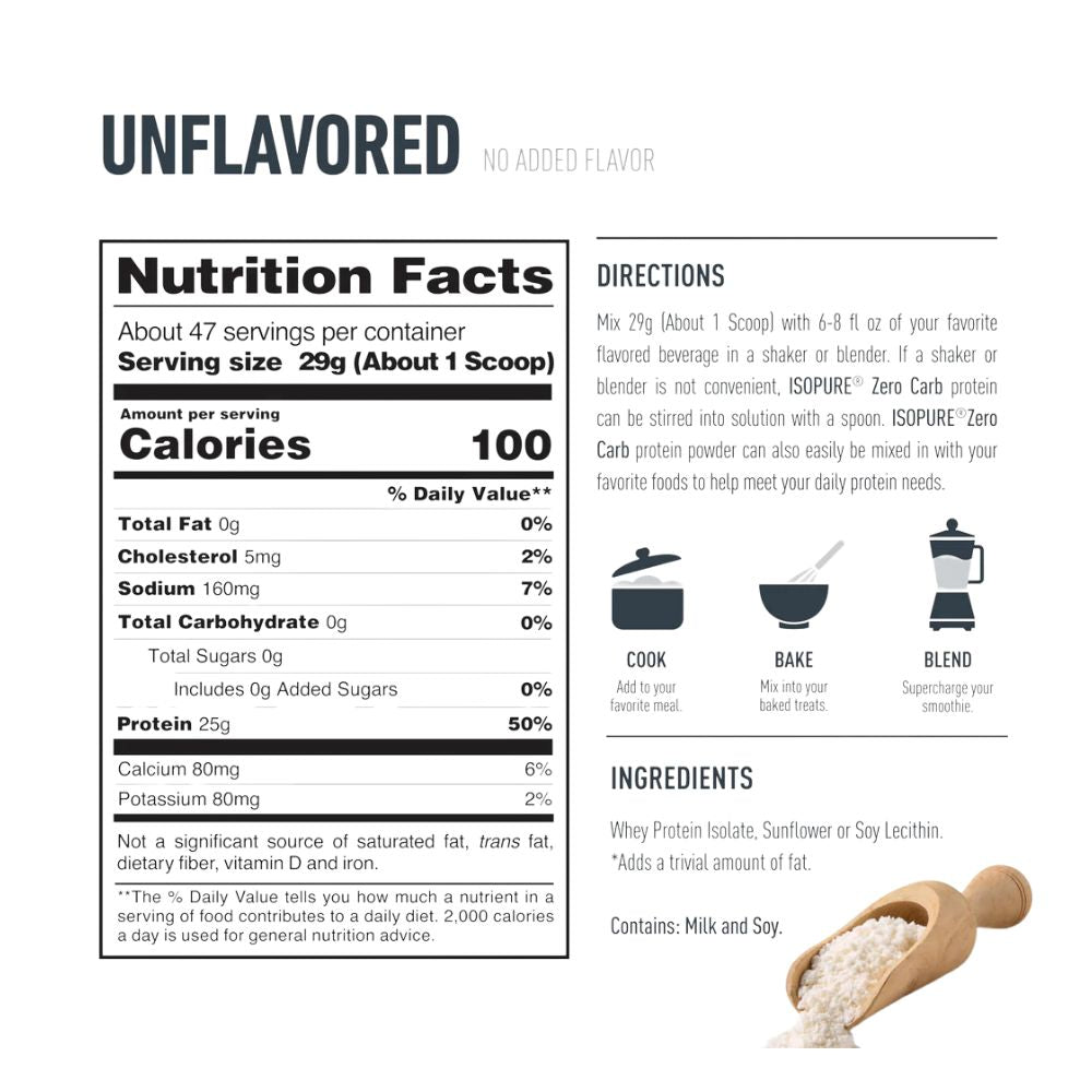 Isopure Zero Carb - Unflavoured - 1.36 KG (U.S)