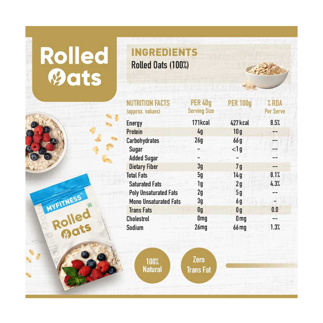 MYFITNESS Rolled Oats 1 kg Unflavoured