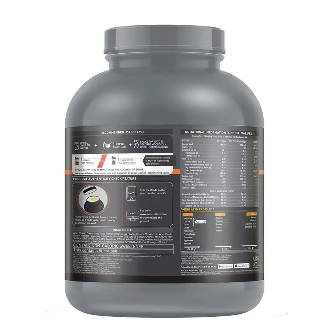 MuscleBlaze Biozyme Perfomance Whey PR 2 kg MOLTEN CHOCOLATE CAKE