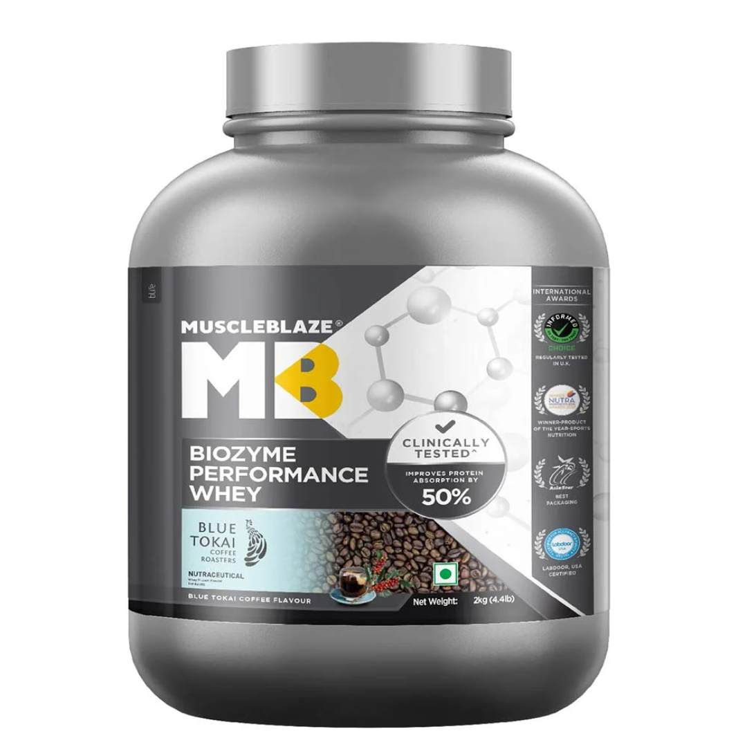 MuscleBlaze Biozyme performance whey 4.4lbs Blue Tokai Coffee