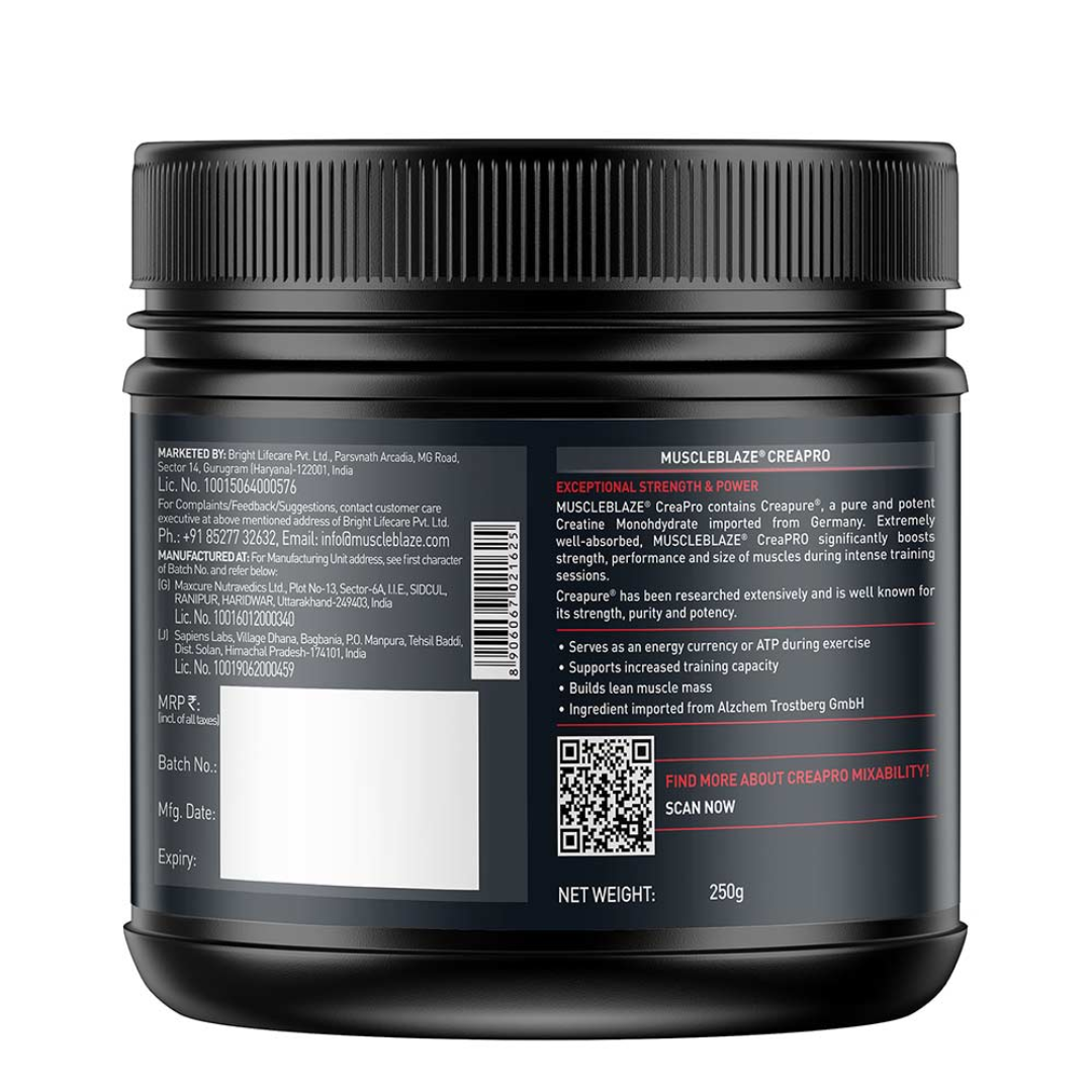 MuscleBlaze CreaPRO Creatine with Creapure 250 gm Unflavoured