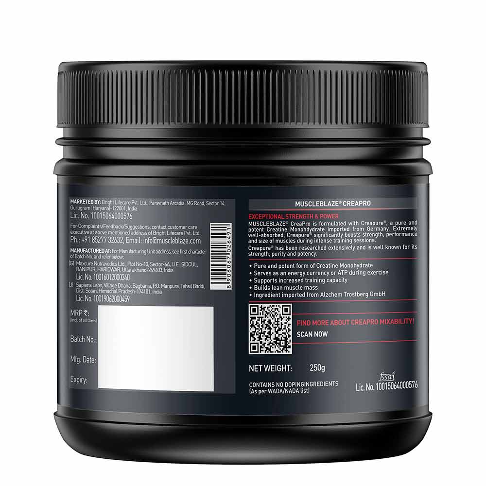 MuscleBlaze CreaPRO Creatine with Creapure 250 gm