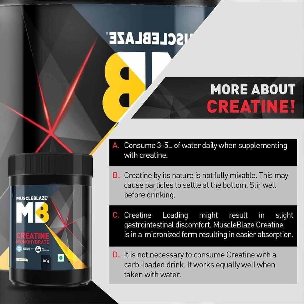 MuscleBlaze Creatine Monohydrate 100 gm Unflavoured