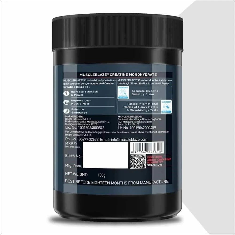 MuscleBlaze Creatine Monohydrate 100 gm Unflavoured