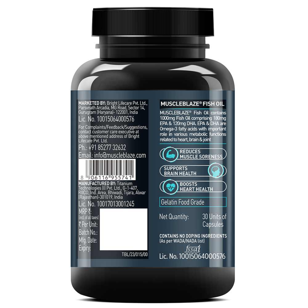 MuscleBlaze Fish Oil 1000mg-30 Softgels