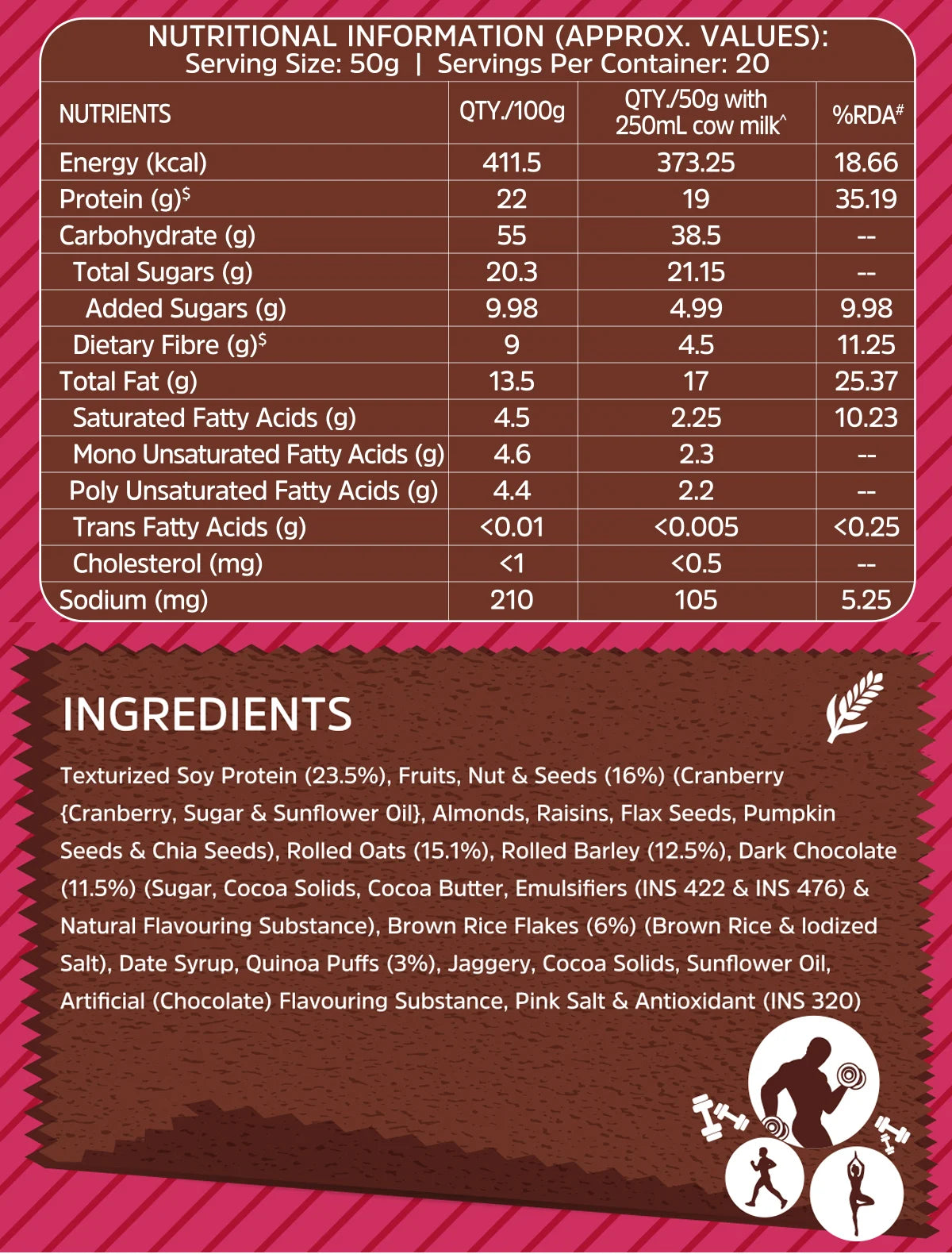 MuscleBlaze High Protein Muesli 1kg Dark Chocolate & Cranberry Success