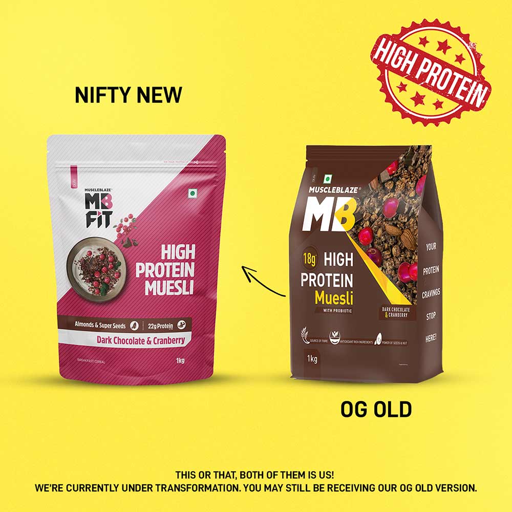 MuscleBlaze High Protein Muesli 1kg Dark Chocolate & Cranberry Success