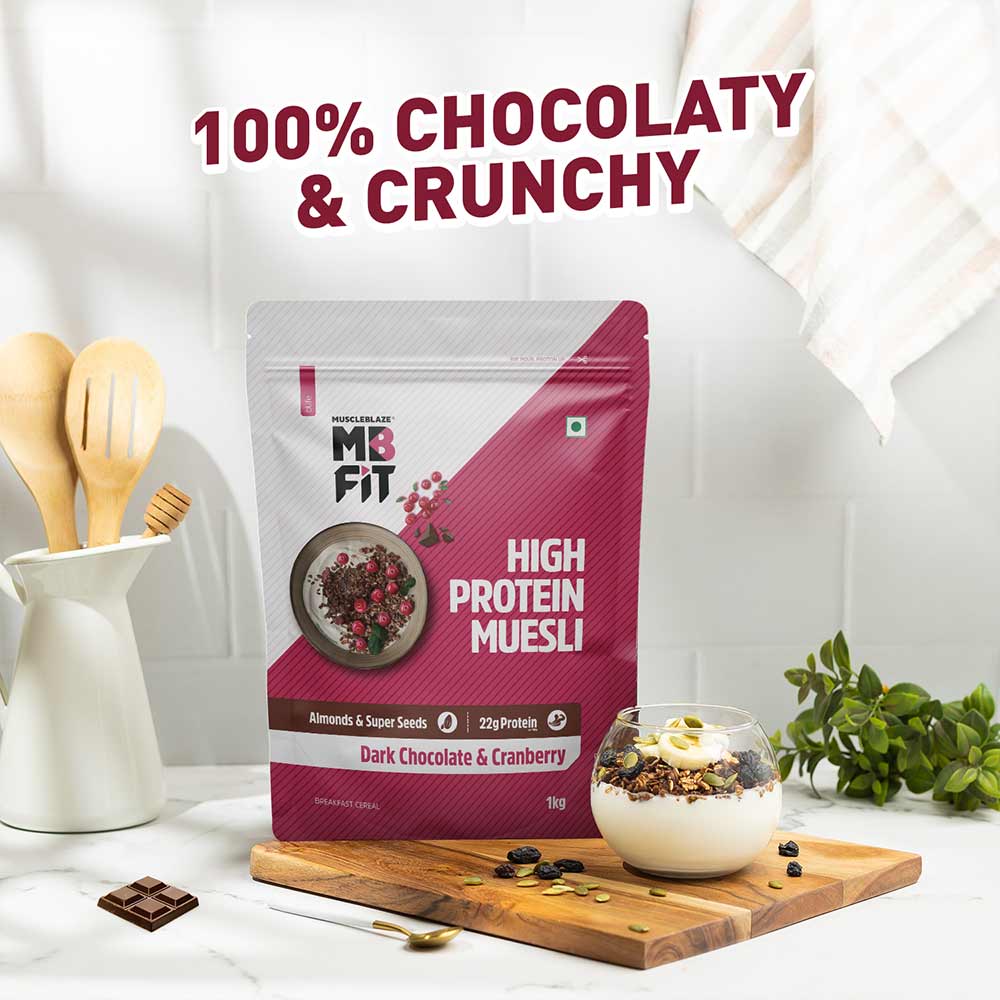 MuscleBlaze High Protein Muesli 1kg Dark Chocolate & Cranberry Success