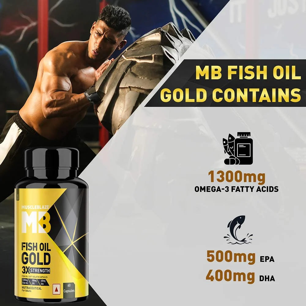 MuscleBlaze Fish Oil Gold 60 tabs Unflavoured