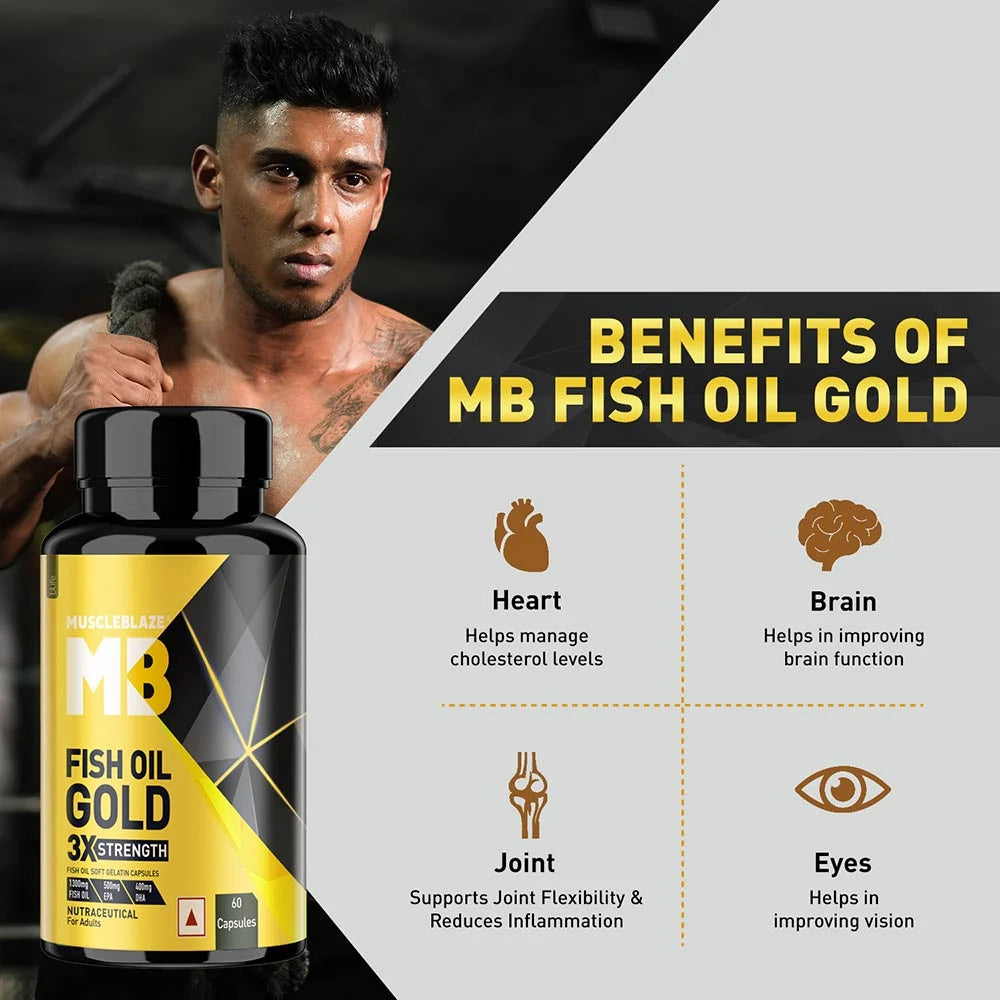 MuscleBlaze Fish Oil Gold 60 tabs Unflavoured