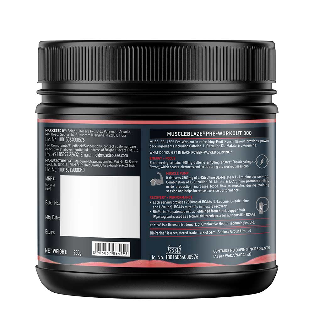 MuscleBlaze Pre Workout 300-250gm