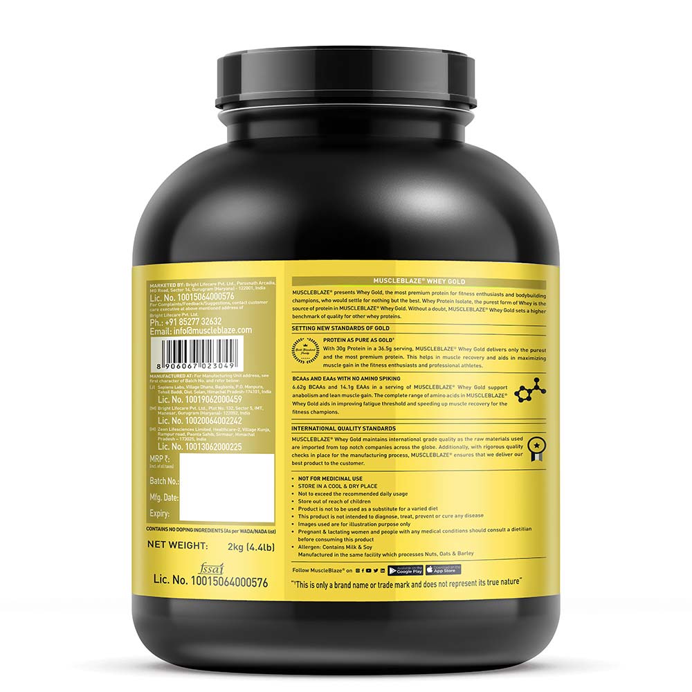 MuscleBlaze Whey Gold Protein 4.4 lb Rich Milk Chocolate