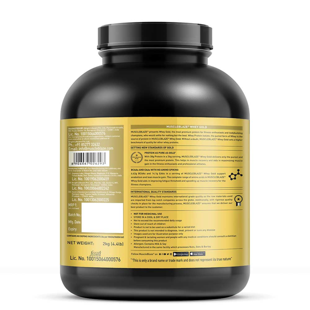 MuscleBlaze Whey Gold Protein, 4.4 lb Gourmet Vanilla