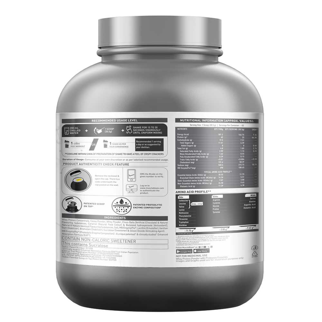 Muscleblaze Biozyme Performance whey - Choco Crispers-4.4lbs