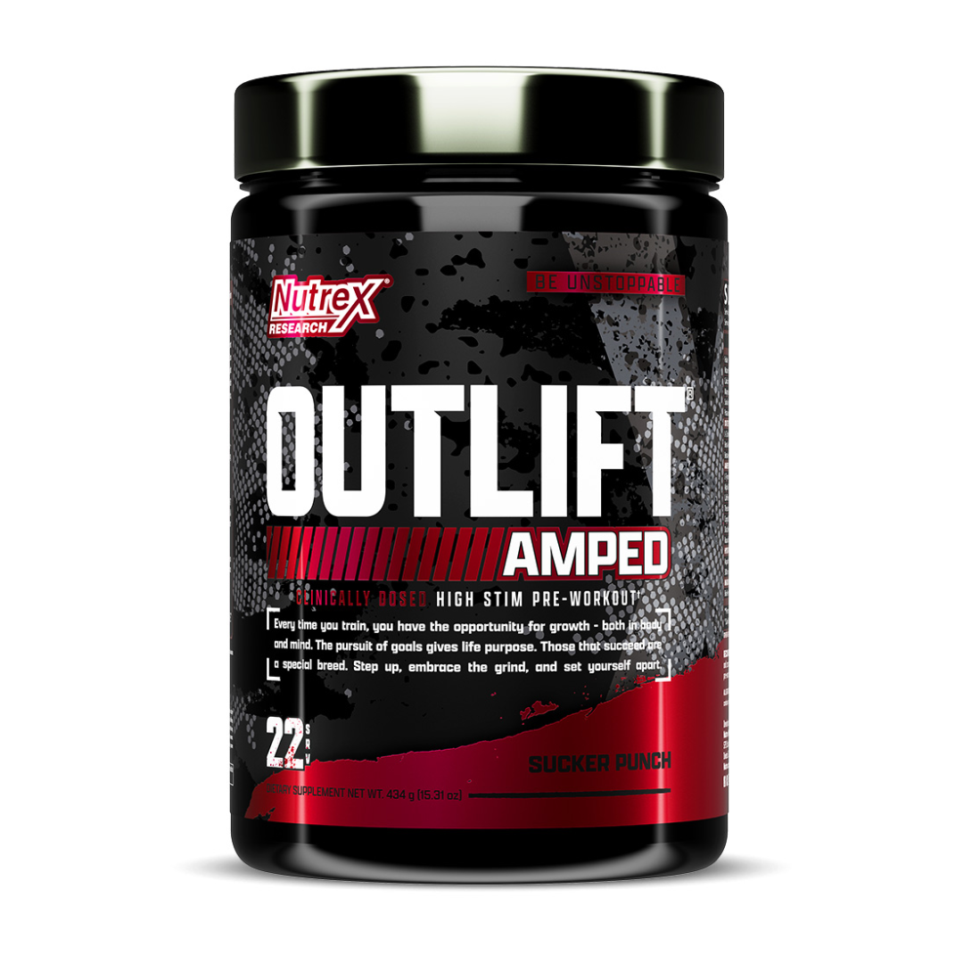 NUTREX OUTLIFT AMPED PRE WORKOUT-22 SERVINGS-SUCKER PUNCH