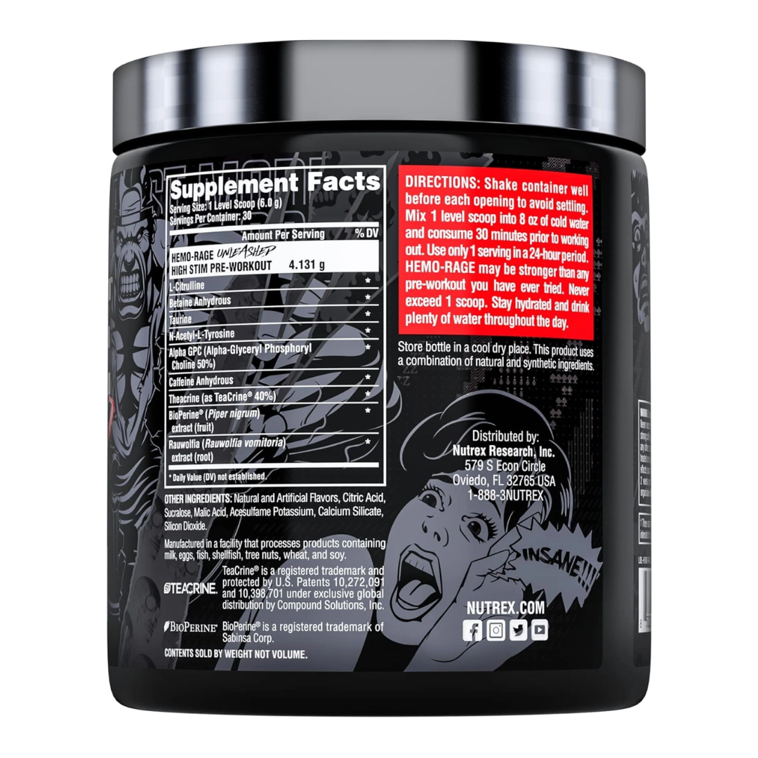 Nutrex HEMORAGE Ultimate High Stim PreWorkout FRUIT PUNCH Protein Nation