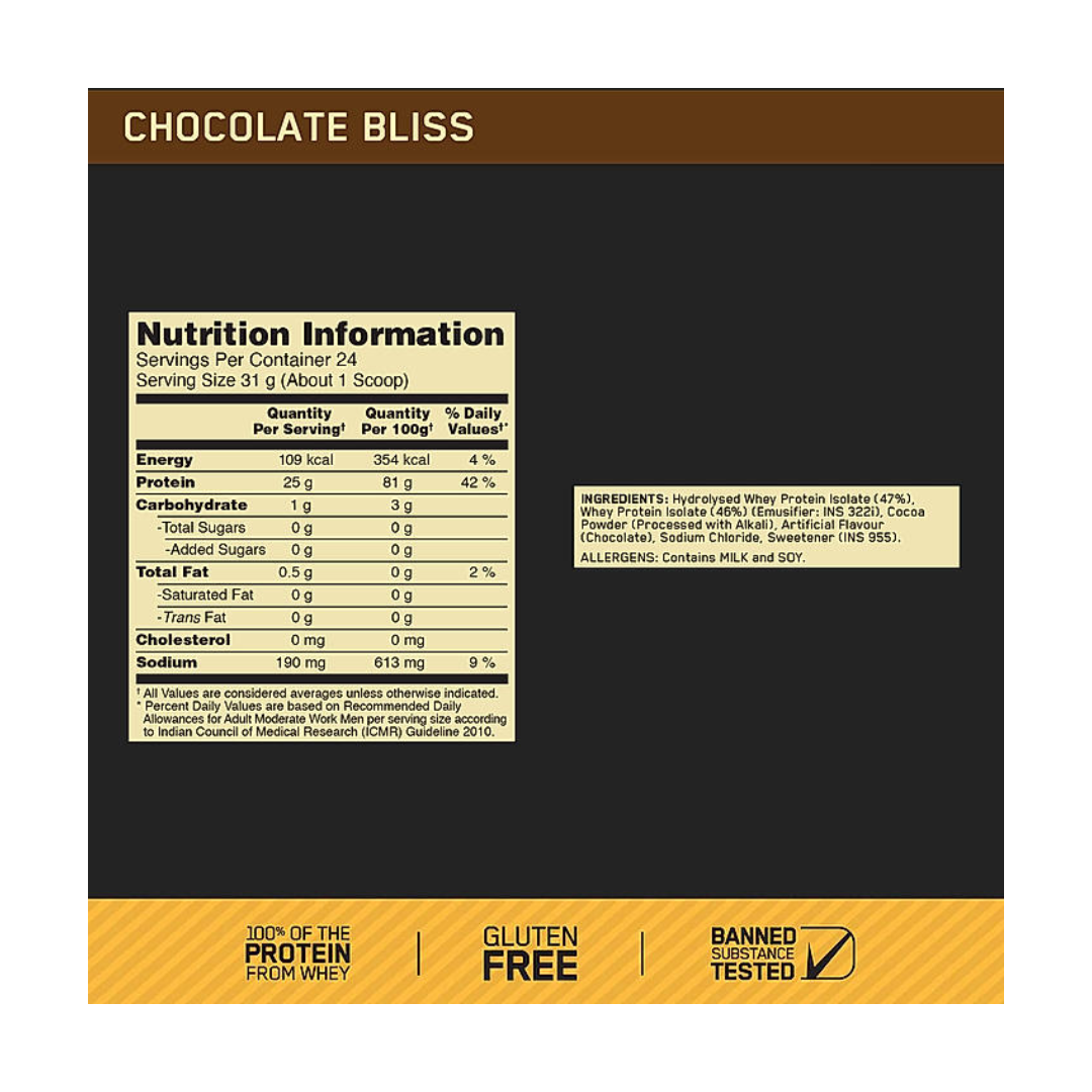 ON Optimum Nutrition Gold Standard Isolate 1.6 lb Chocolate Bliss