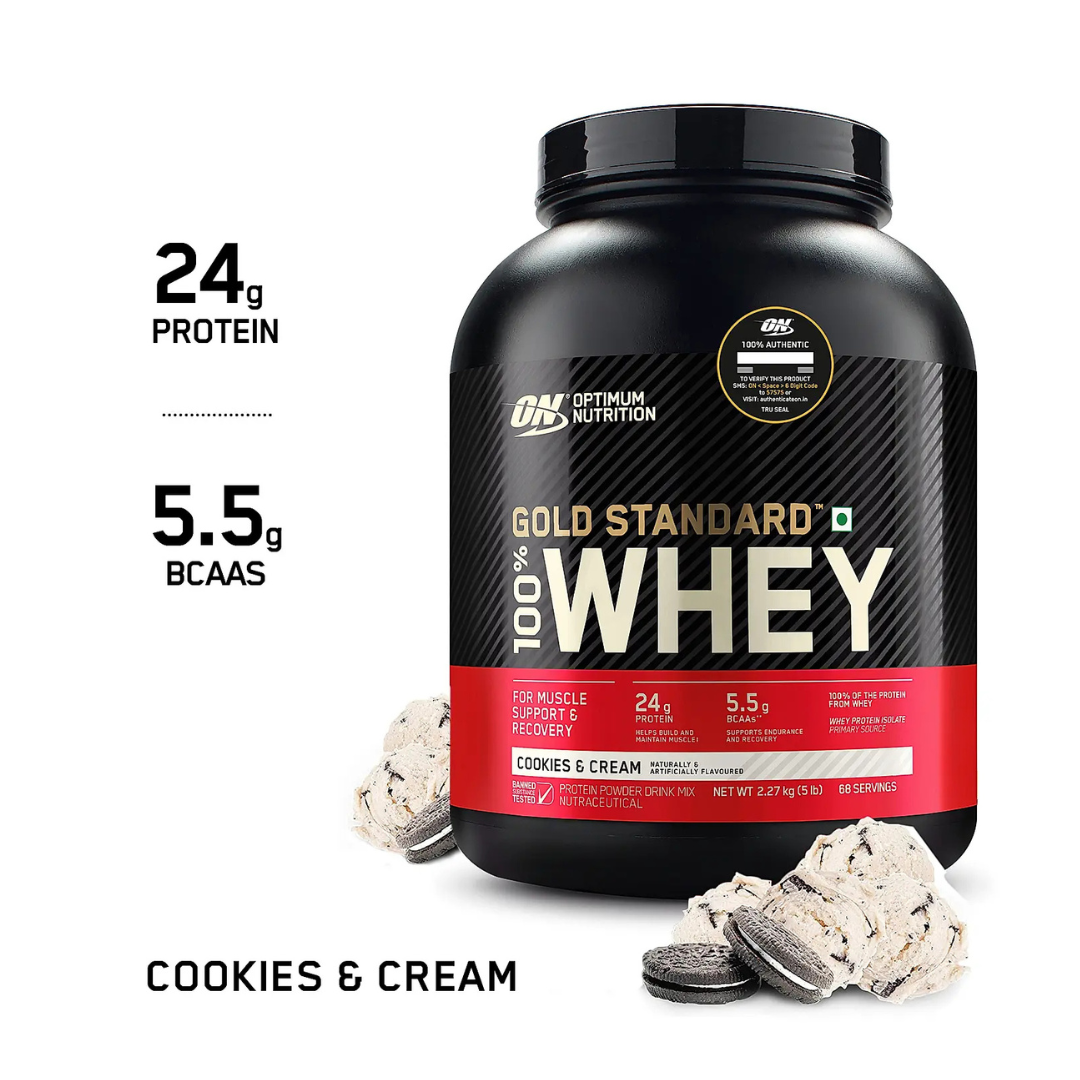 ON Optimum Nutrition Gold Standard Whey Protein 5 lb Cookies &amp; Cream