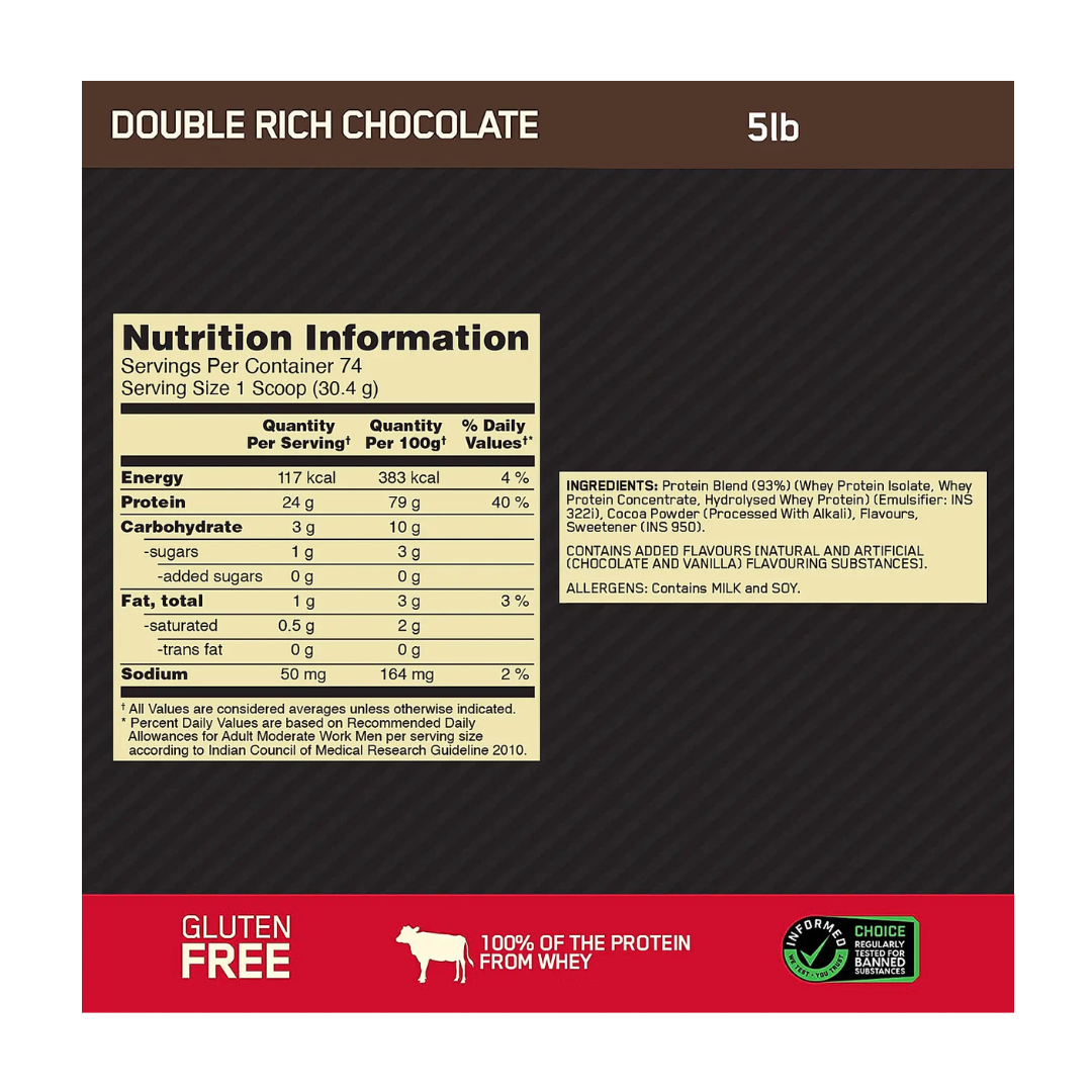 ON Optimum Nutrition Gold Standard Whey Protein 5 lb Double Rich Chocolate