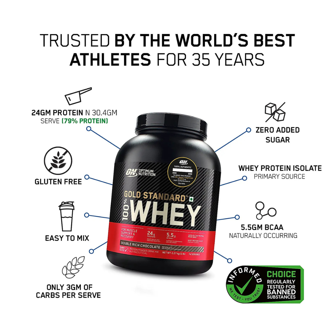 ON Optimum Nutrition Gold Standard Whey Protein 5 lb Double Rich Chocolate