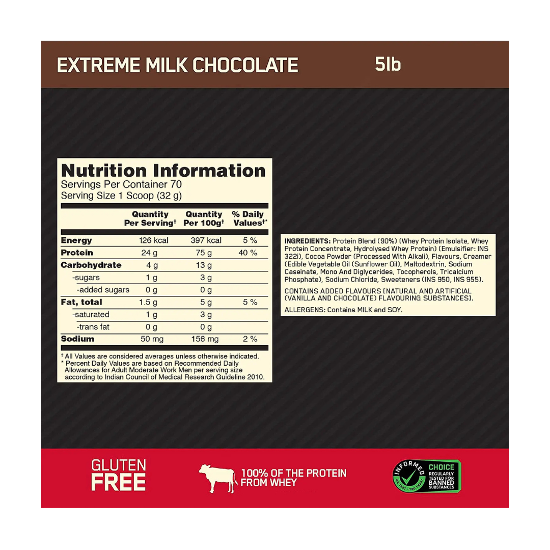 ON Optimum Nutrition Gold Standard Whey Protein 5 lb Extreme Milk Chocolate