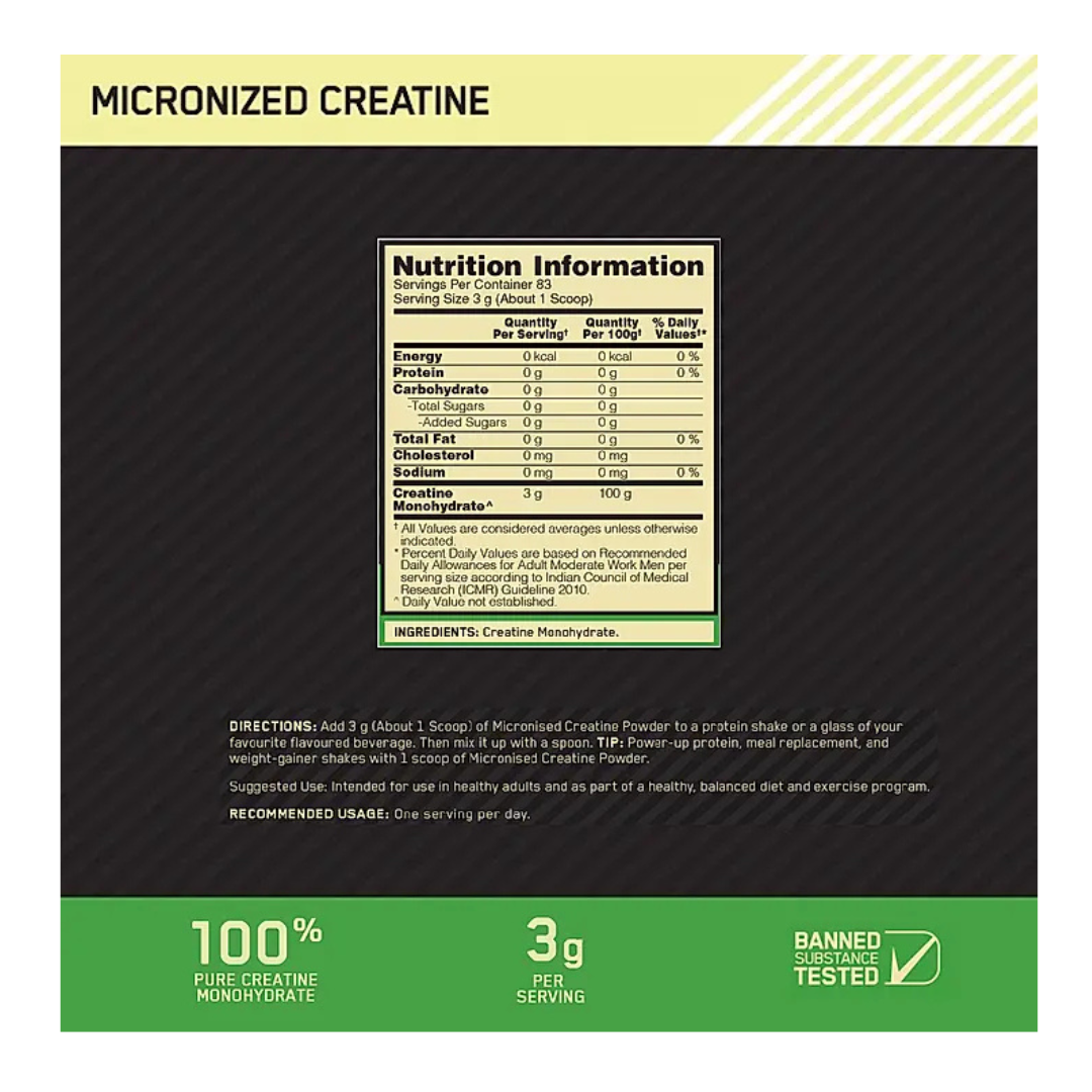 ON Optimum Nutrition Micronized Creatine Powder 250 gm Unflavoured