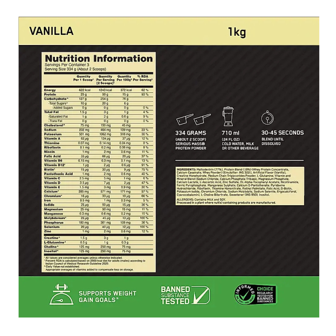 ON Optimum Nutrition Serious Mass 2 lb Vanilla