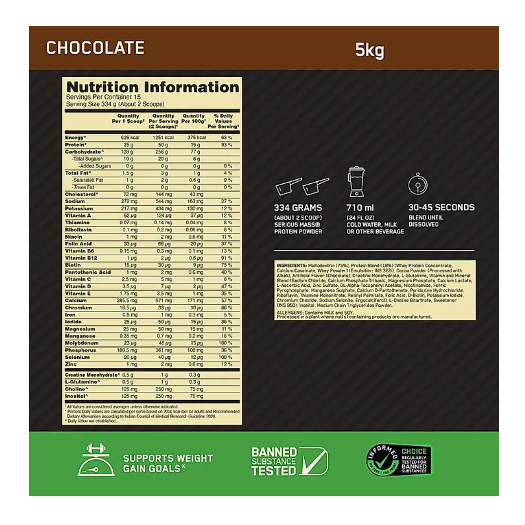 ON Optimum Nutrition Serious Mass 5 kg Chocolate