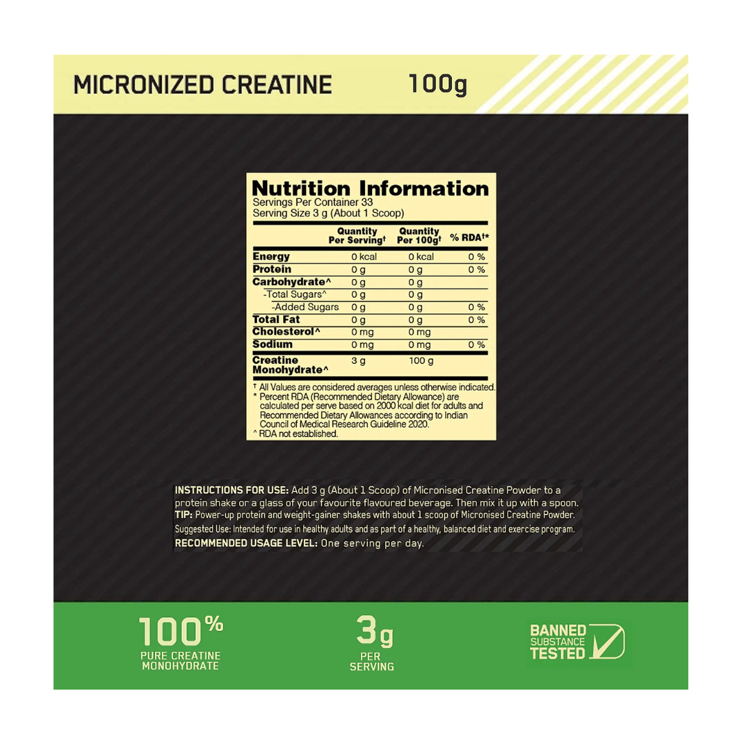 ON Optimum Nutrition Micronized Creatine Powder 100 gm Unflavoured