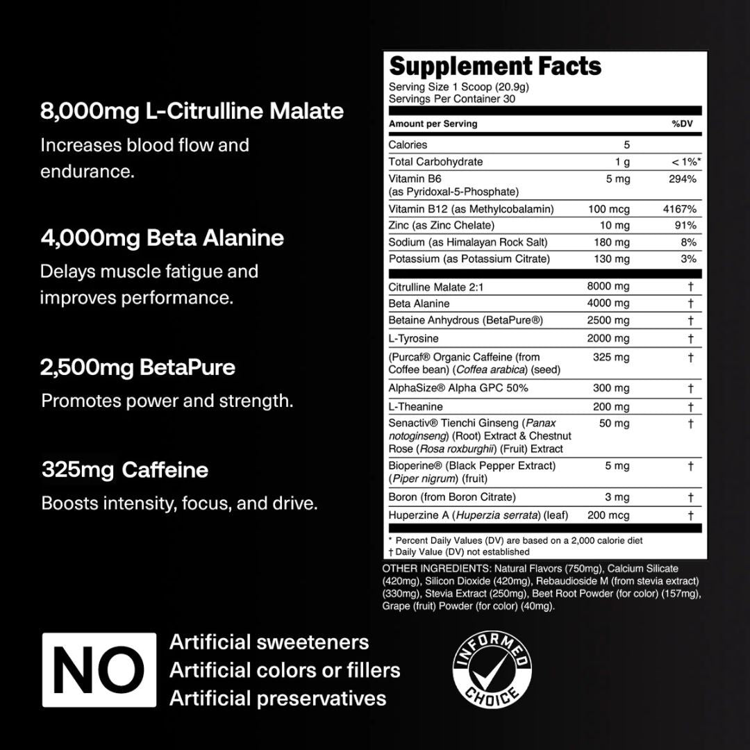 Transparent Labs BULK Black Pre-Workout – Blueberry Pomegranate