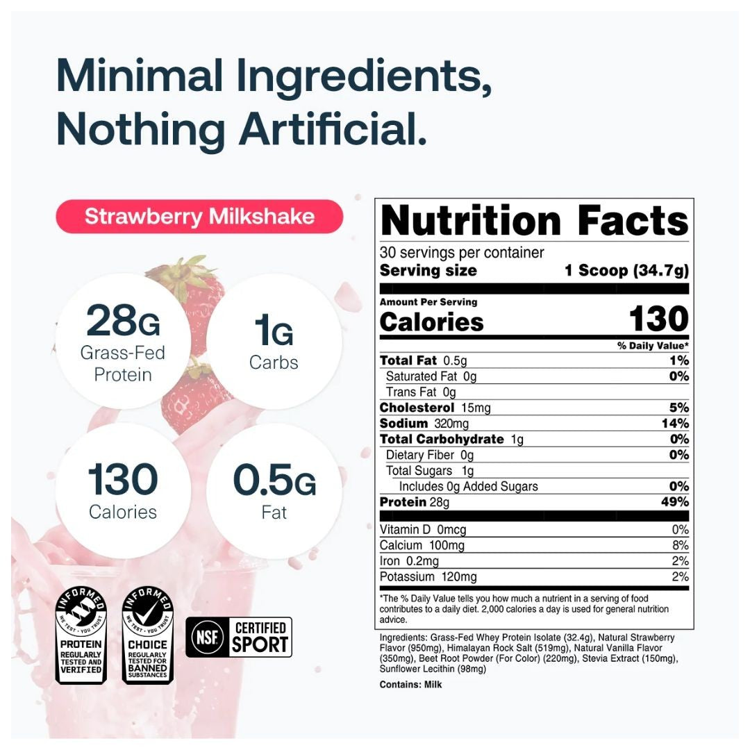 Transparent Labs Whey Protein Isolate – Strawberry Milkshake