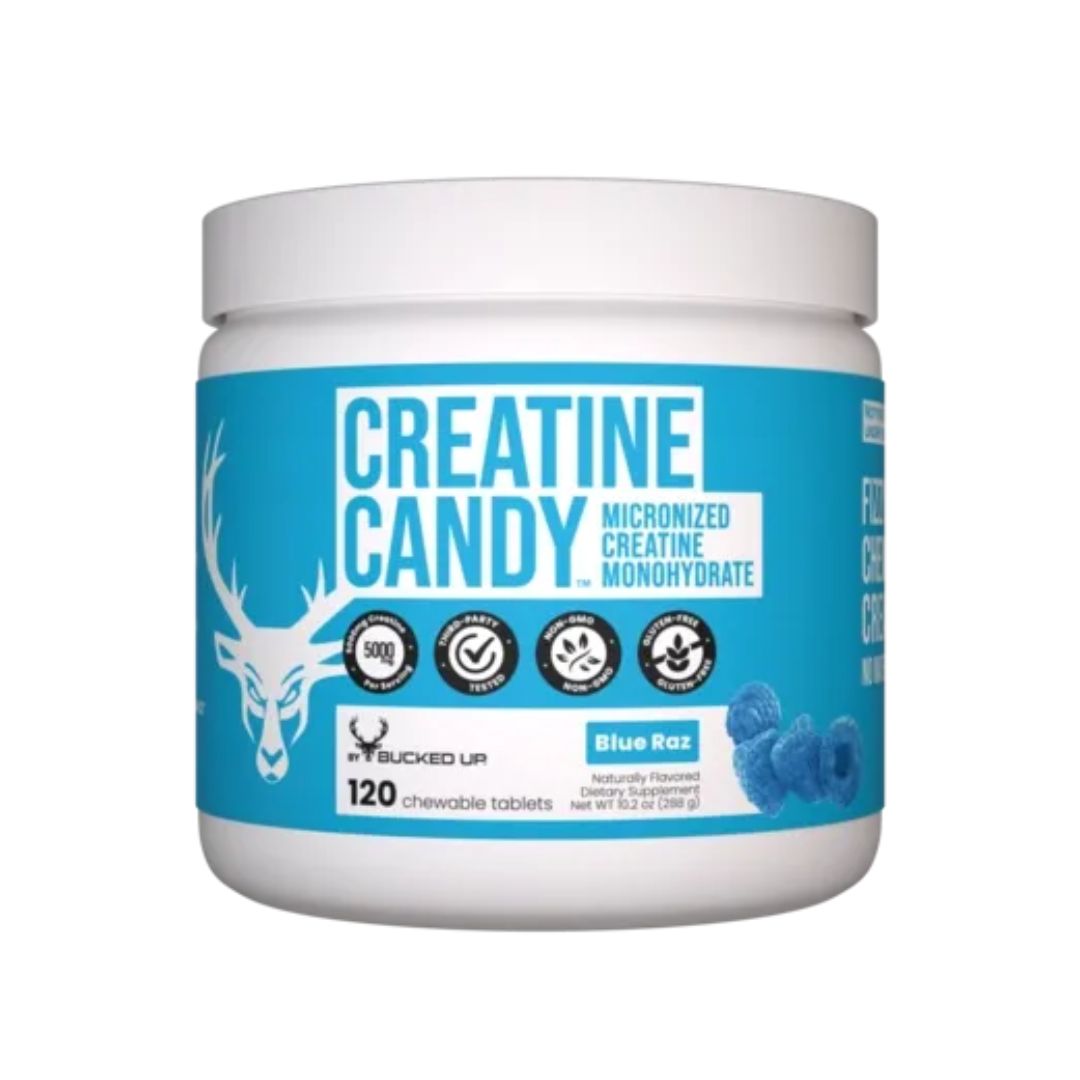 BUCKED UP CREATINE CANDY 120TAB - BLUE RAZ