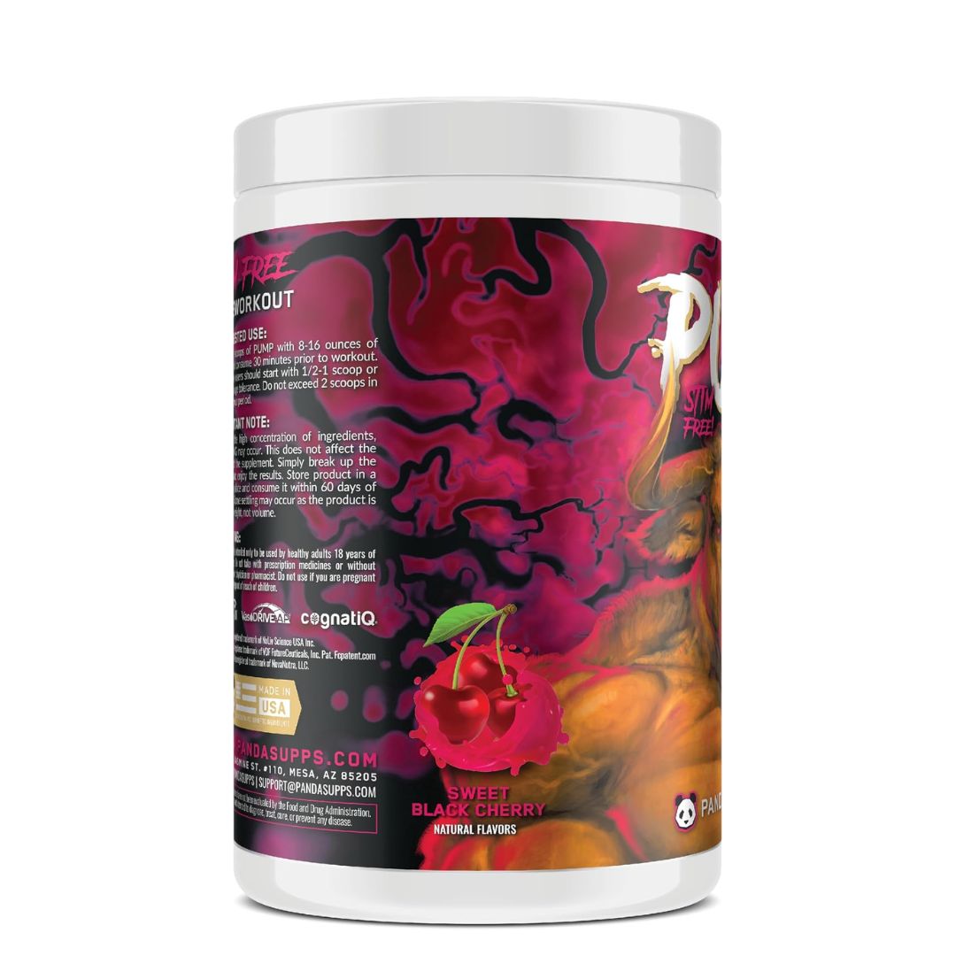 PANDA SUPPLEMENTS PUMP STIM FREE PRE WORKOUT - 40SERV 350GM-SWEET BLACK CHERRY