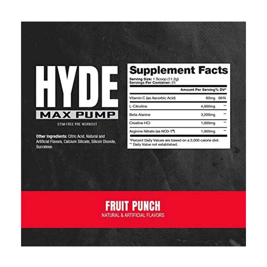 PRO SUPPS HYDE MAX PUMP-FRUIT PUNCH 25 SERV