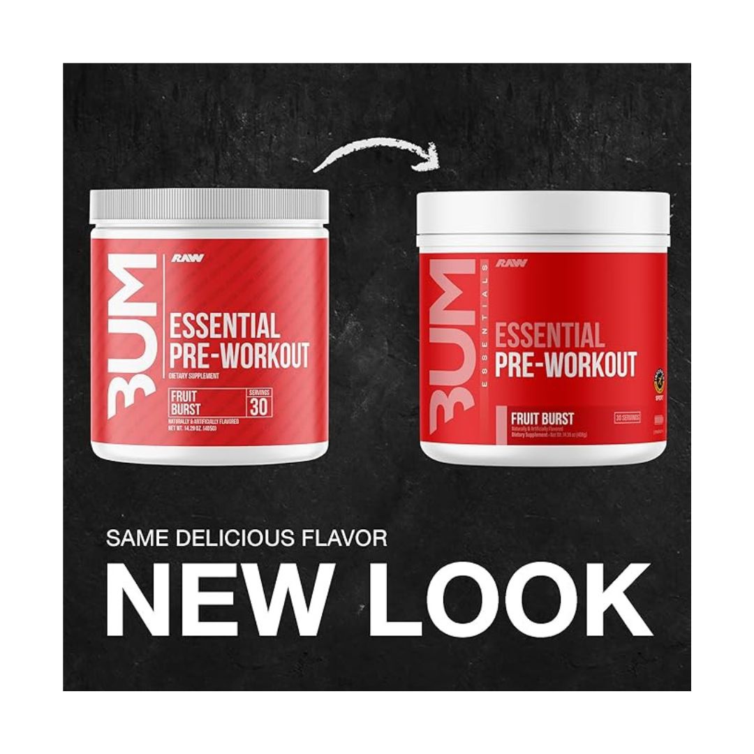 RAW BUM ESSENTIAL PRE WORKOUT 408GM FRUIT BURST